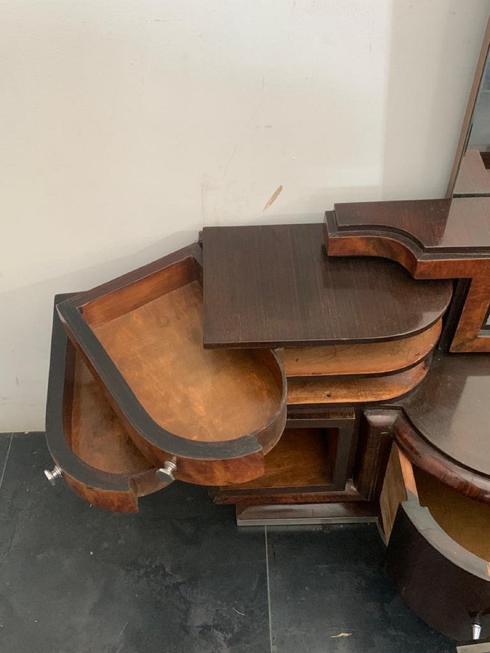 Oval Dressing Table & Mirror with Cherub Carving by Ducrot, 1920s, Set of 2 8