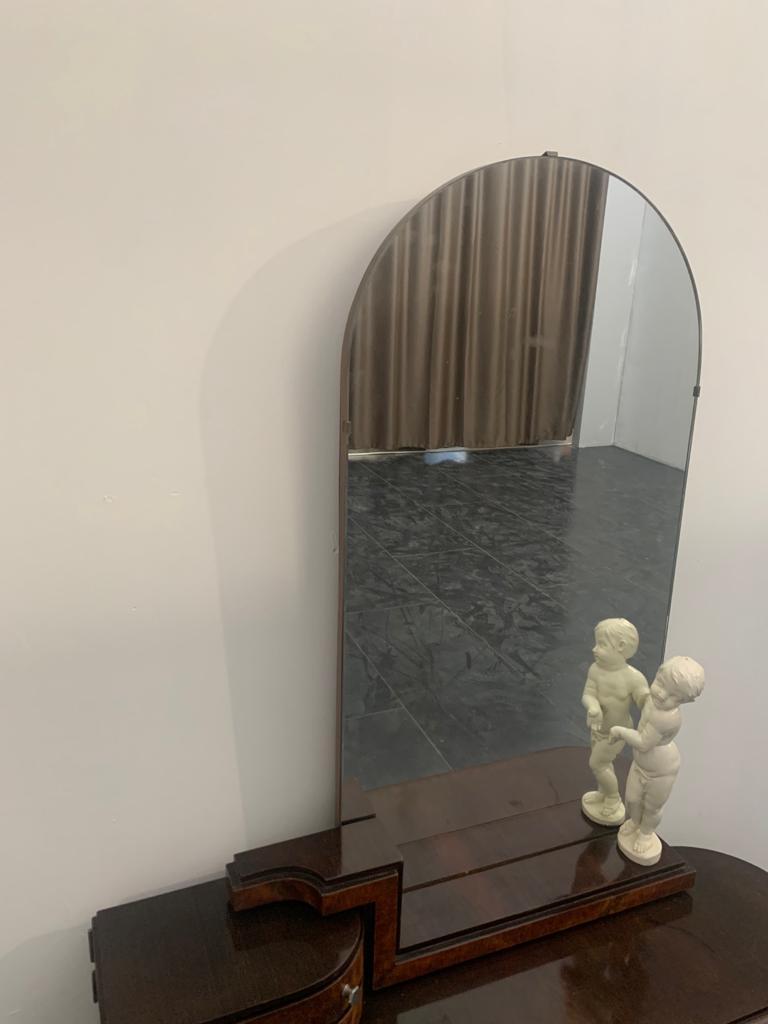 Italian Oval Dressing Table & Mirror with Cherub Carving by Ducrot, 1920s, Set of 2