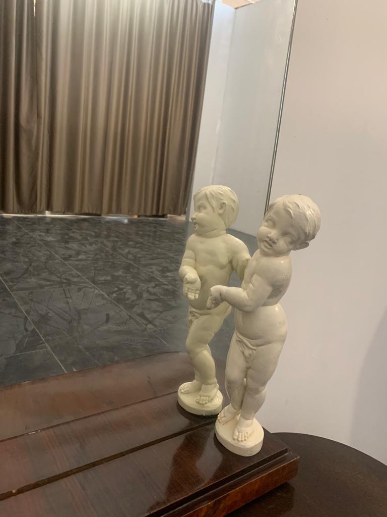 Early 20th Century Oval Dressing Table & Mirror with Cherub Carving by Ducrot, 1920s, Set of 2