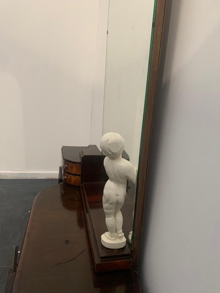 Oval Dressing Table & Mirror with Cherub Carving by Ducrot, 1920s, Set of 2 2