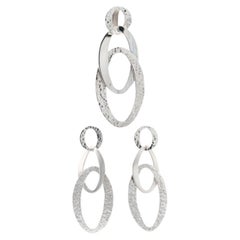 Oval Drop Earrings & Pendant Set - Sterling Silver Pierced