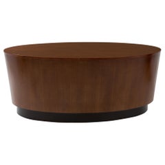 Oval Drum Barrel Tapered Floating Coffee Table in the Style of Milo Baughman