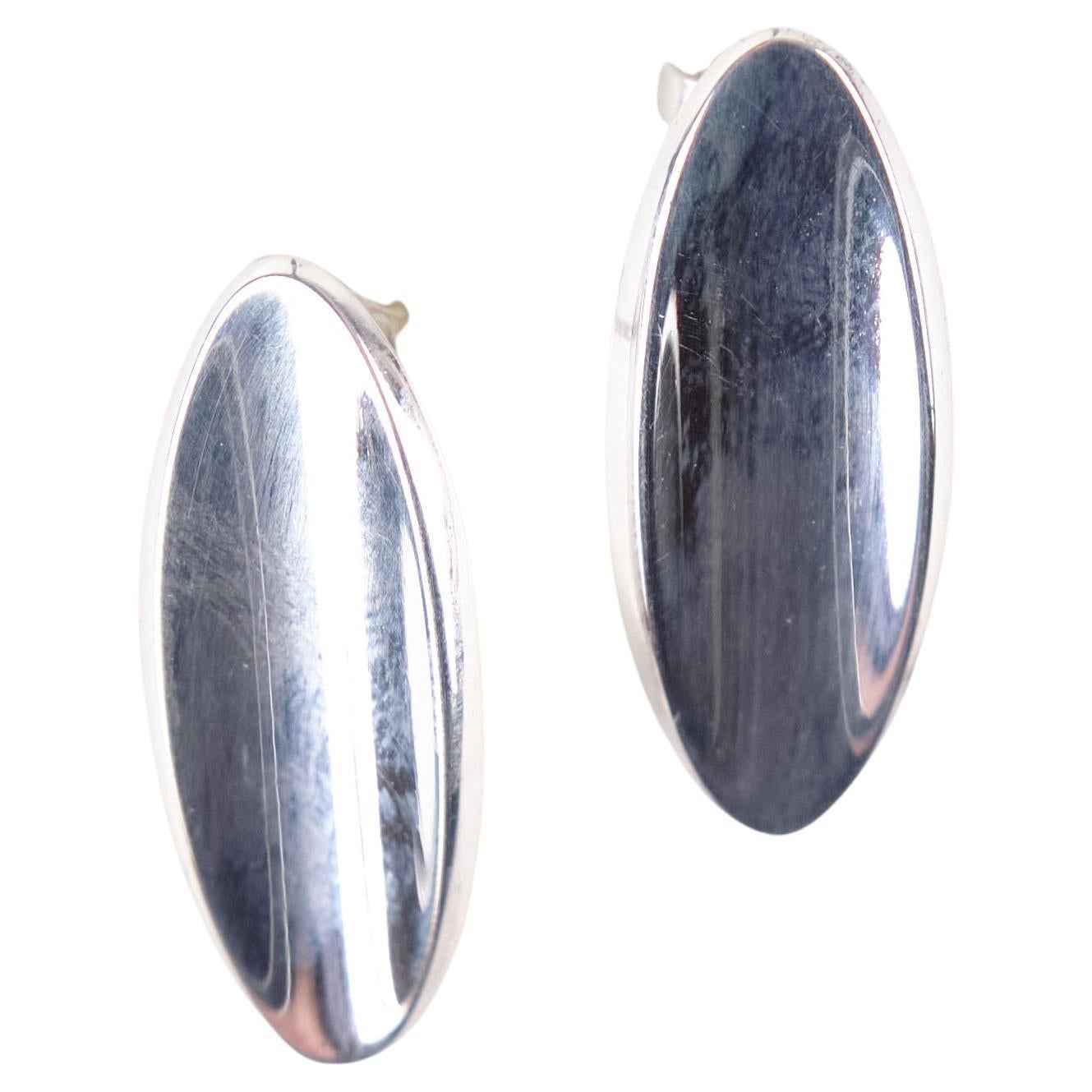Oval Earrings No. 427 In Sterling Silver By Hans Hansen For Sale