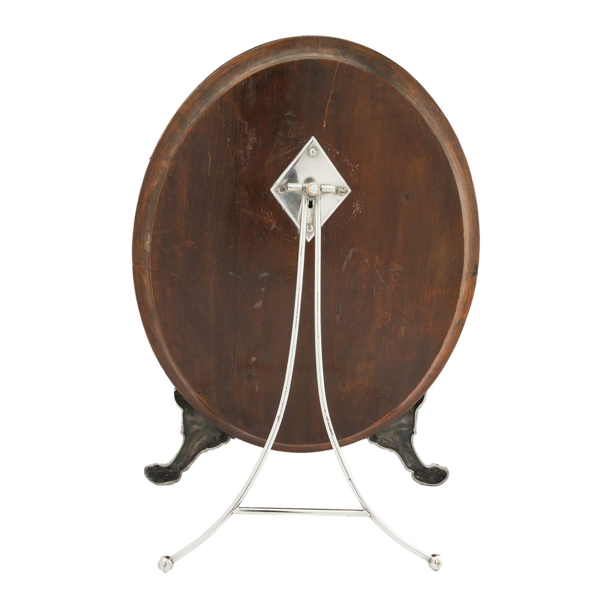 Oval easel back dressing mirror attributed to the Norblin Metal Works, 1880-1900 1