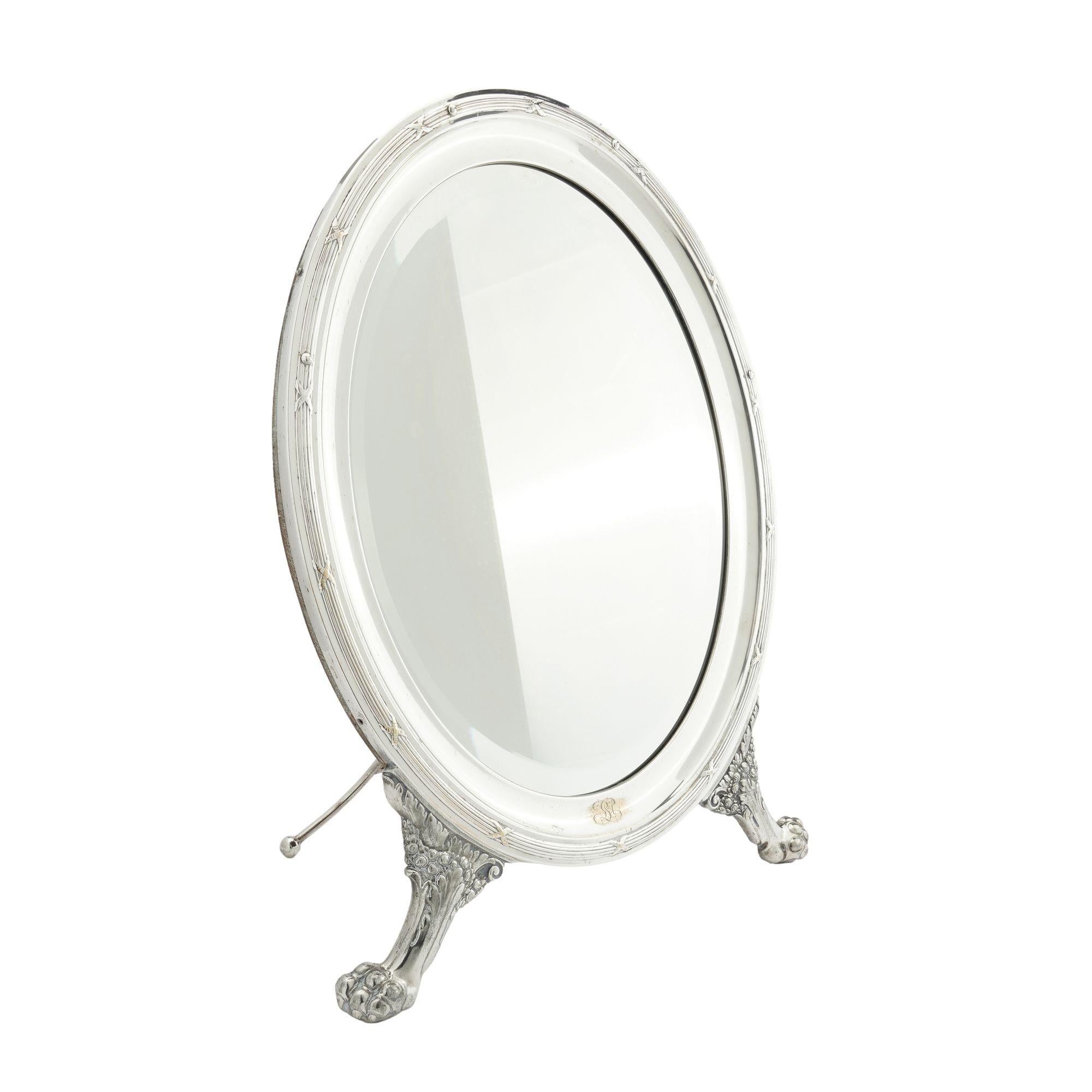 Oval easel back dressing mirror attributed to the Norblin Metal Works, 1880-1900 3