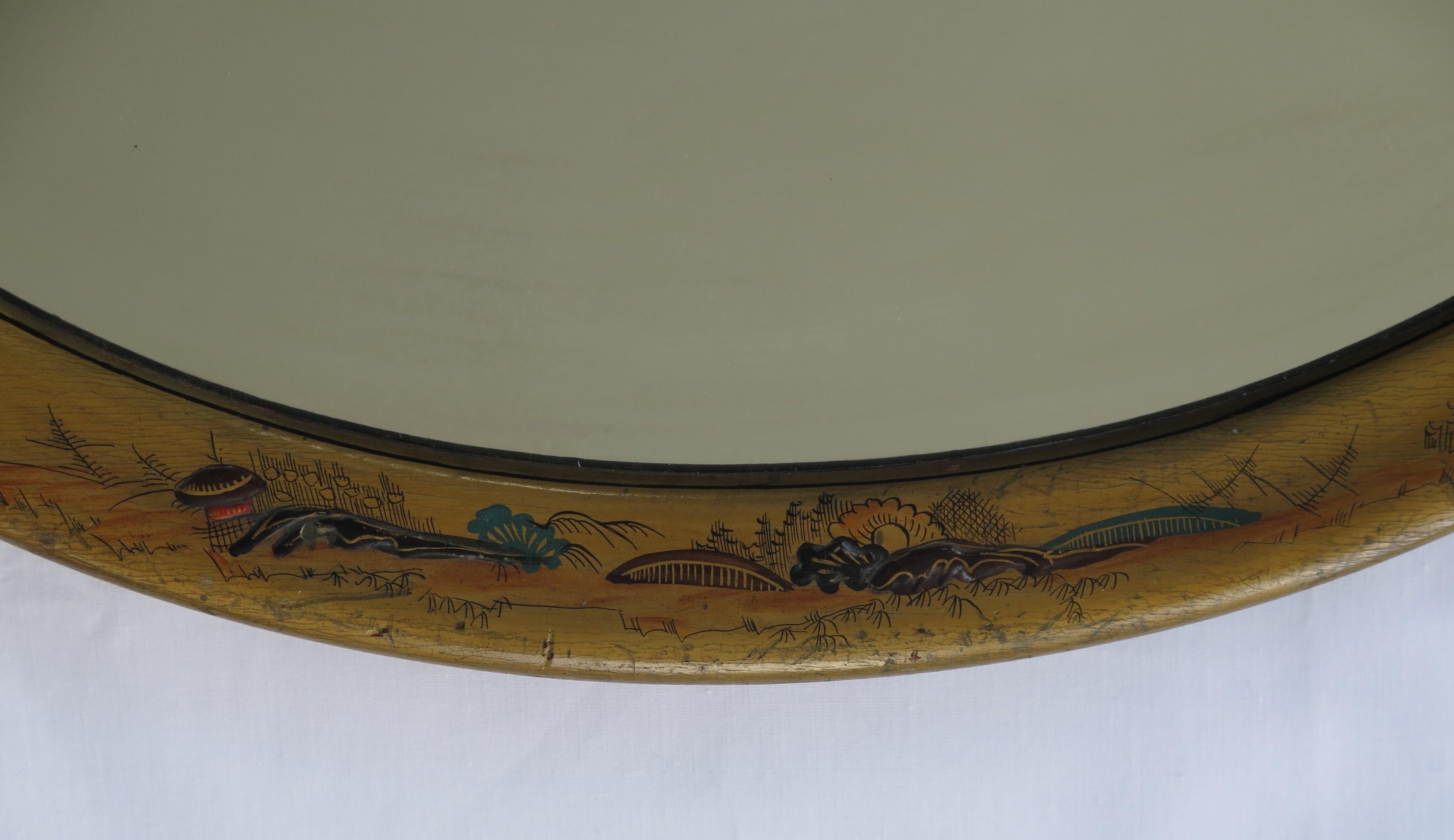 Miroir mural ovale édouardien de style chinoiserie doré en verre biseauté, anglais vers 1900 en vente 3