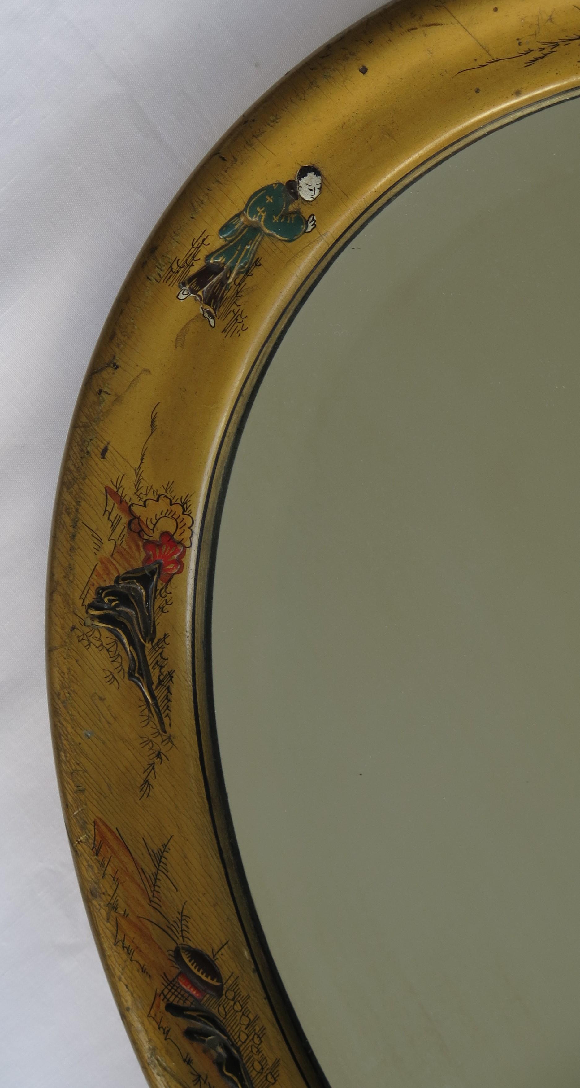 Miroir mural ovale édouardien de style chinoiserie doré en verre biseauté, anglais vers 1900 en vente 4