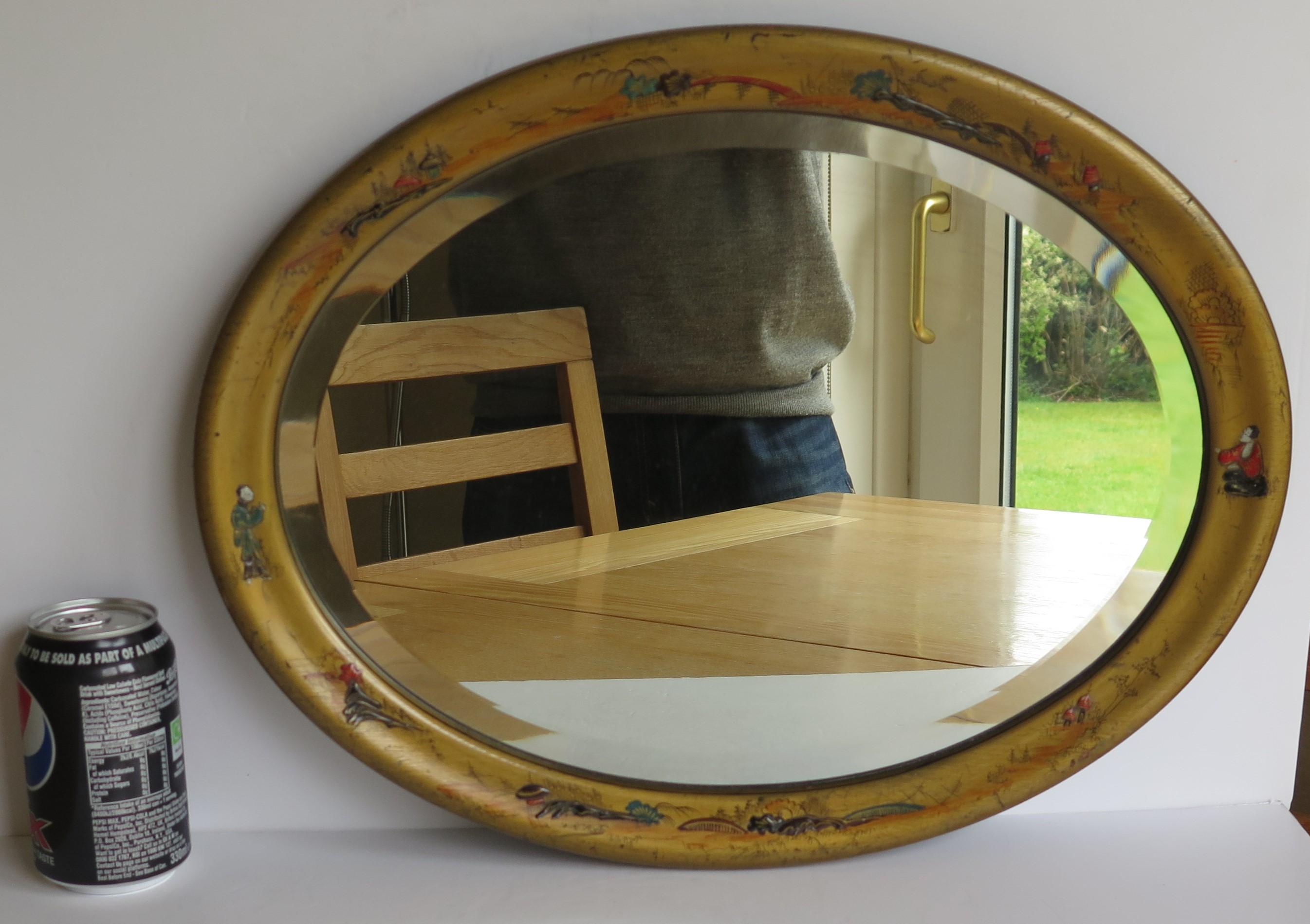 Oval Edwardian Gilt Chinoiserie Wall Mirror Bevelled Glass, English circa 1900 For Sale 11