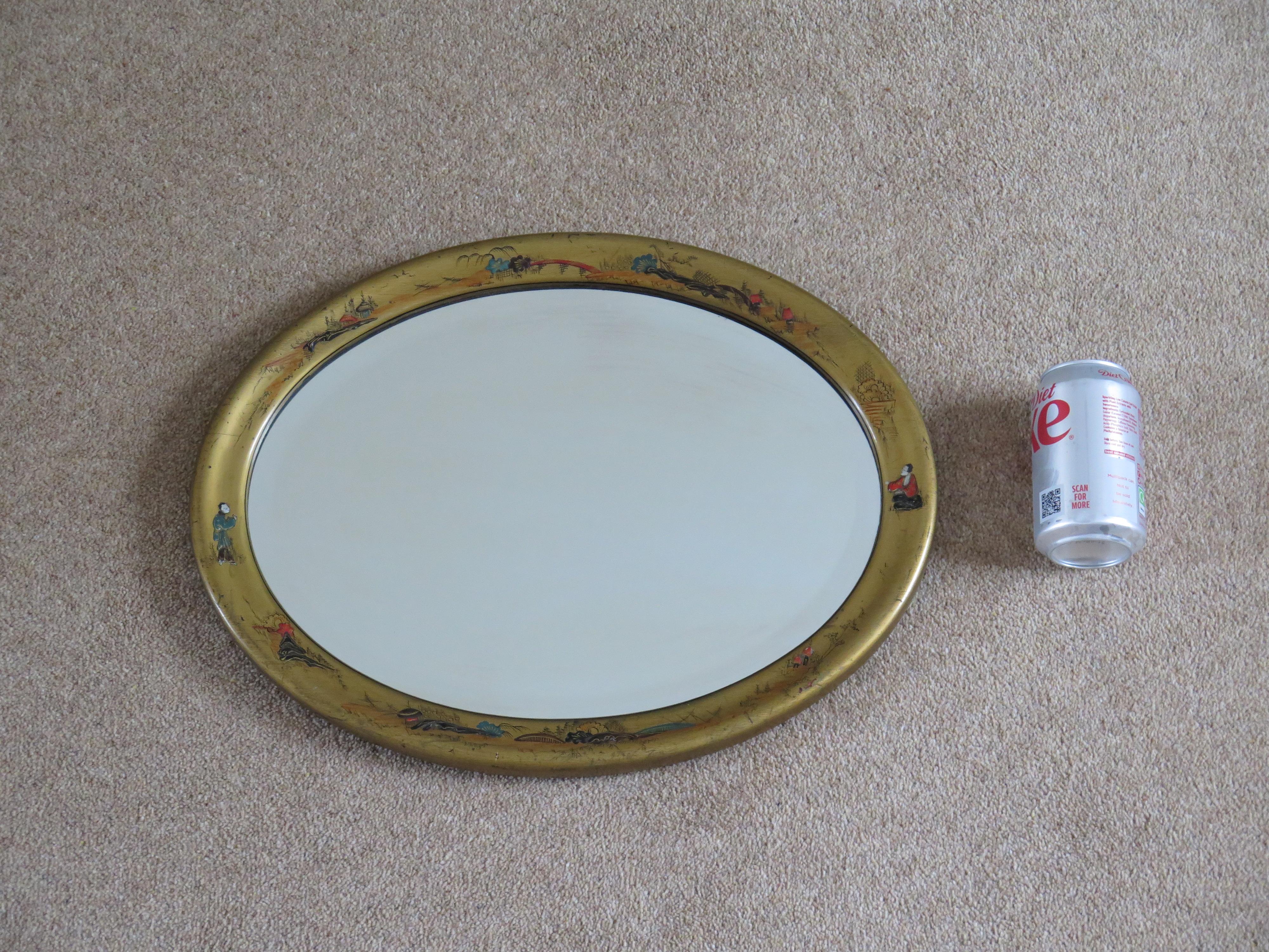 Oval Edwardian Gilt Chinoiserie Wall Mirror Bevelled Glass, English circa 1900 For Sale 13