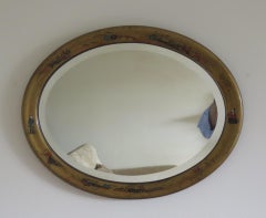 Oval Gilt Wall Mirror Bevelled Glass Chinoiserie decoration, English Late 19th C