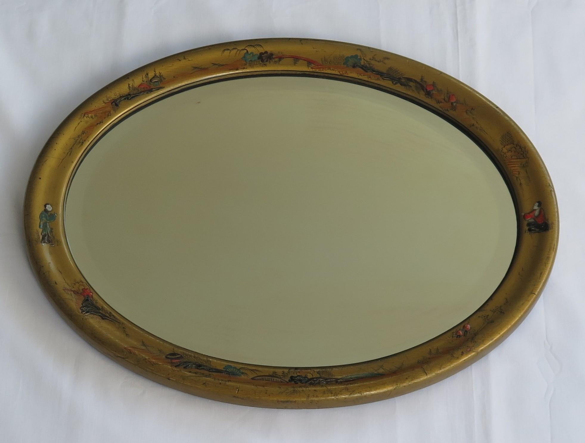 Oval Edwardian Gilt Chinoiserie Wall Mirror Bevelled Glass, English circa 1900 In Good Condition For Sale In Lincoln, Lincolnshire