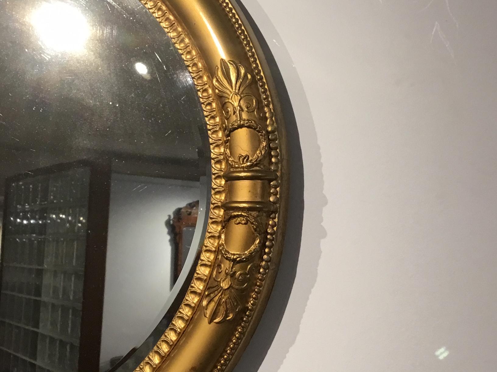 Early 20th Century Oval Edwardian Period Regency Style Gilt Mirror