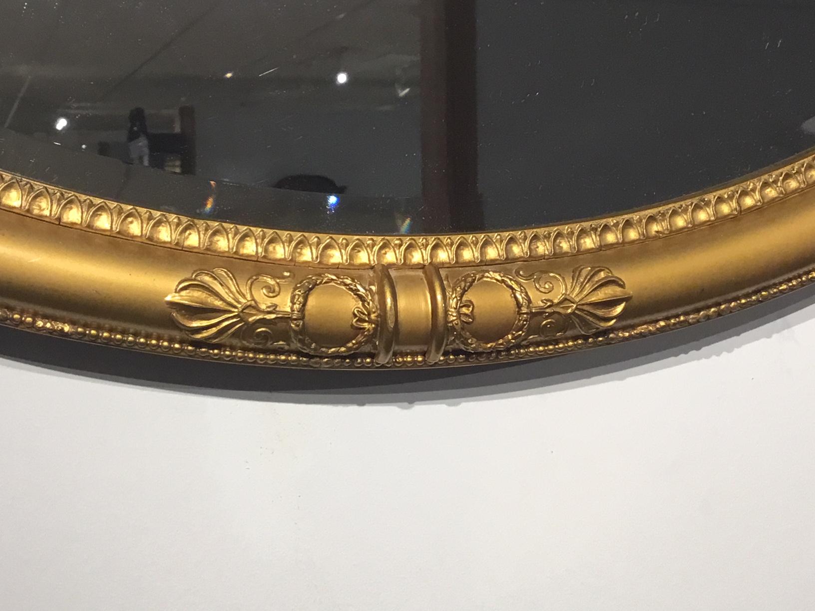 Oval Edwardian Period Regency Style Gilt Mirror 1