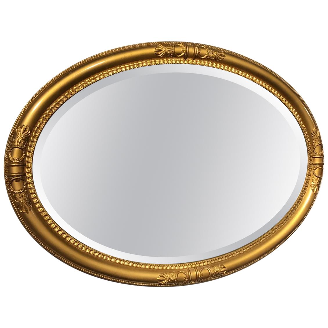 Oval Edwardian Period Regency Style Gilt Mirror