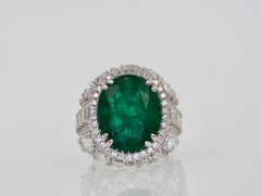 Oval Emerald 12.25 Carat Diamond Surround 8.85 Carat Total Weight 21.10 Carat