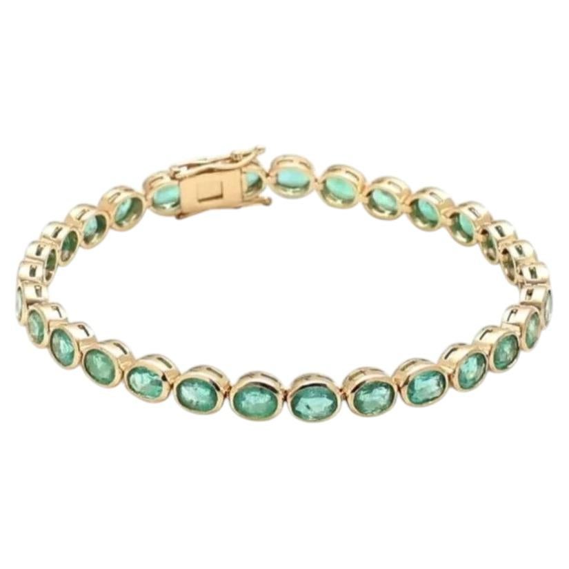 9.28ct Oval Emerald Yellow Gold Bracelet