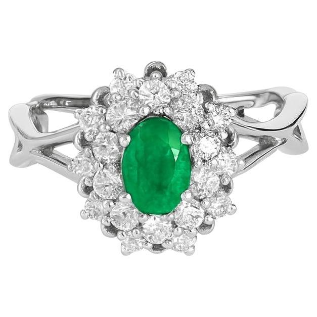 Oval emerald 14k gold ring