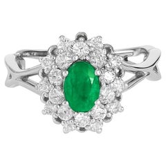 Oval emerald 14k gold ring