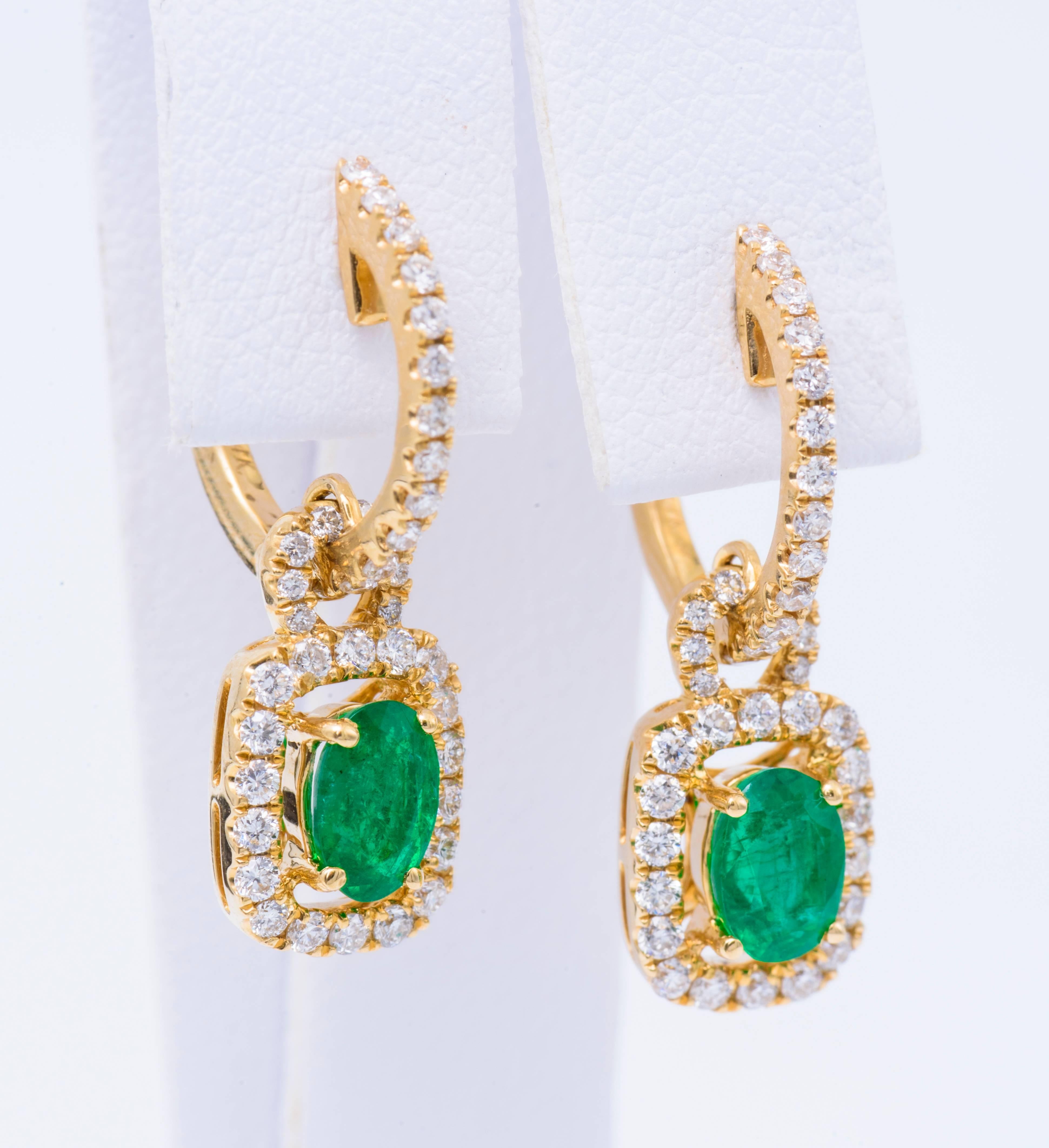 14K yellow gold
Each emerald measures 6x 4 mm Total Weight : 0.84 cts
Diamonds : 0.71 cts.
The earrings measures 2.4 cm x 9 mm
All our gemstone are genuine and sourced with the highest degree of integrity