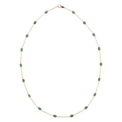 Oval Emerald Bezel-Set Necklace, 18k Yellow Gold