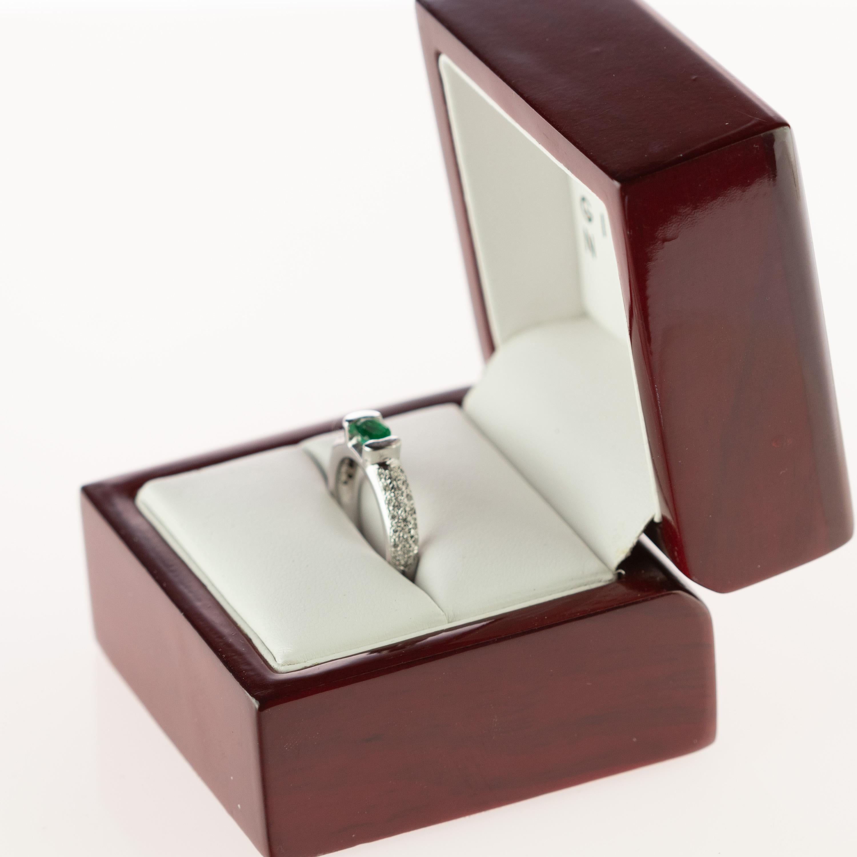 Intini Jewels Oval Emerald Diamond 18 Karat White Gold Cocktail Solitaire  Ring 5