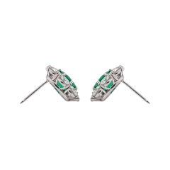 Oval Emerald & Diamond Cluster Earring