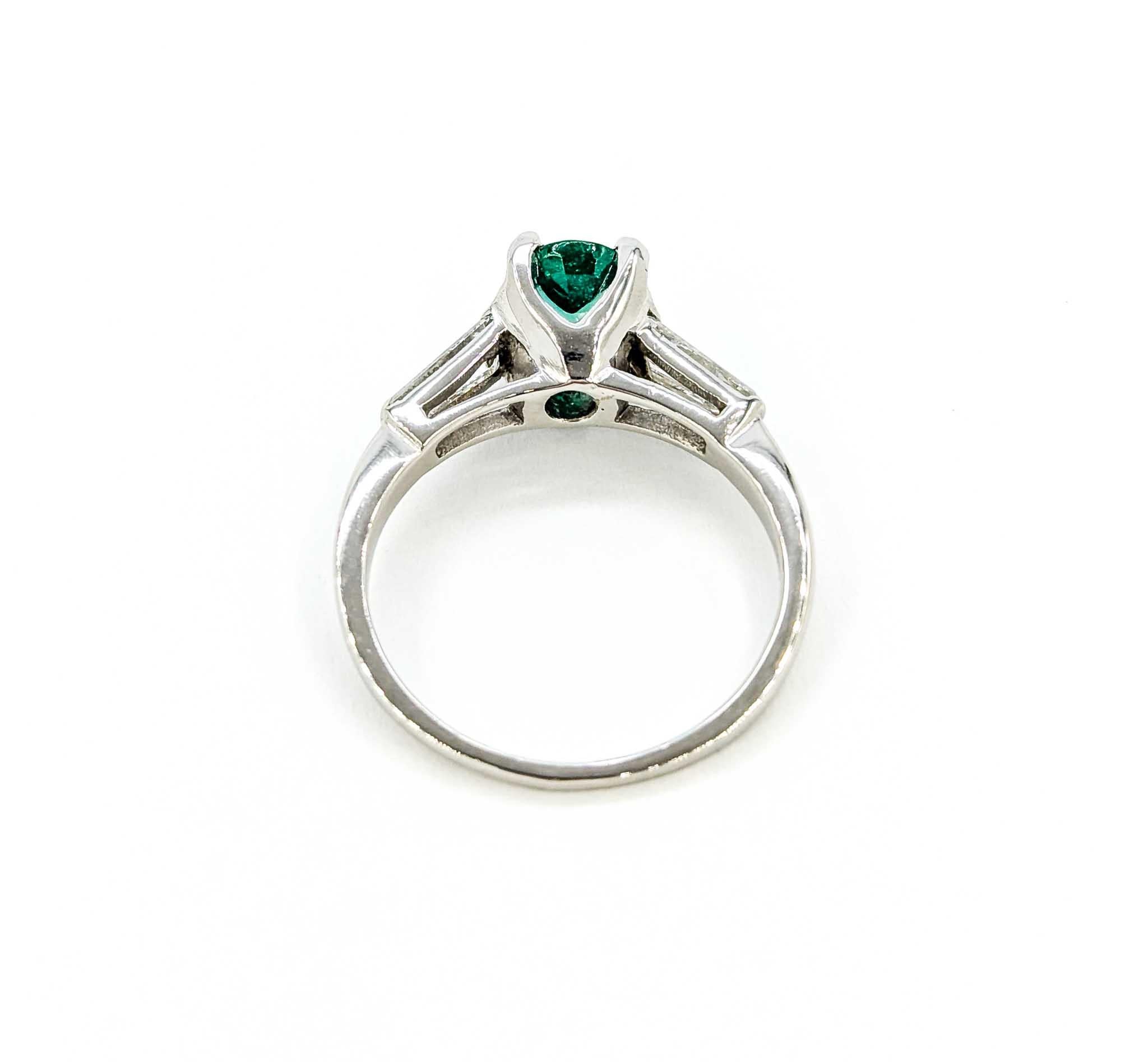 Women's Oval Emerald & Diamond Ring in Platinum For Sale