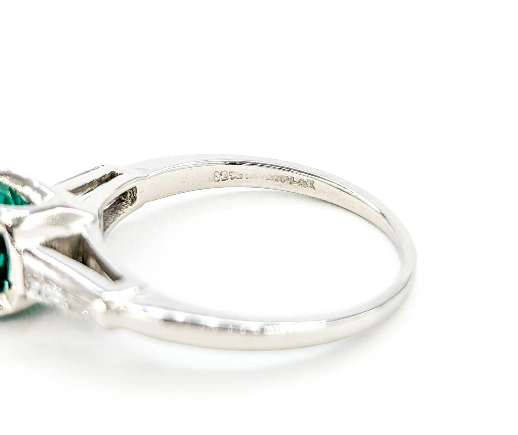 Oval Emerald & Diamond Ring in Platinum For Sale 2