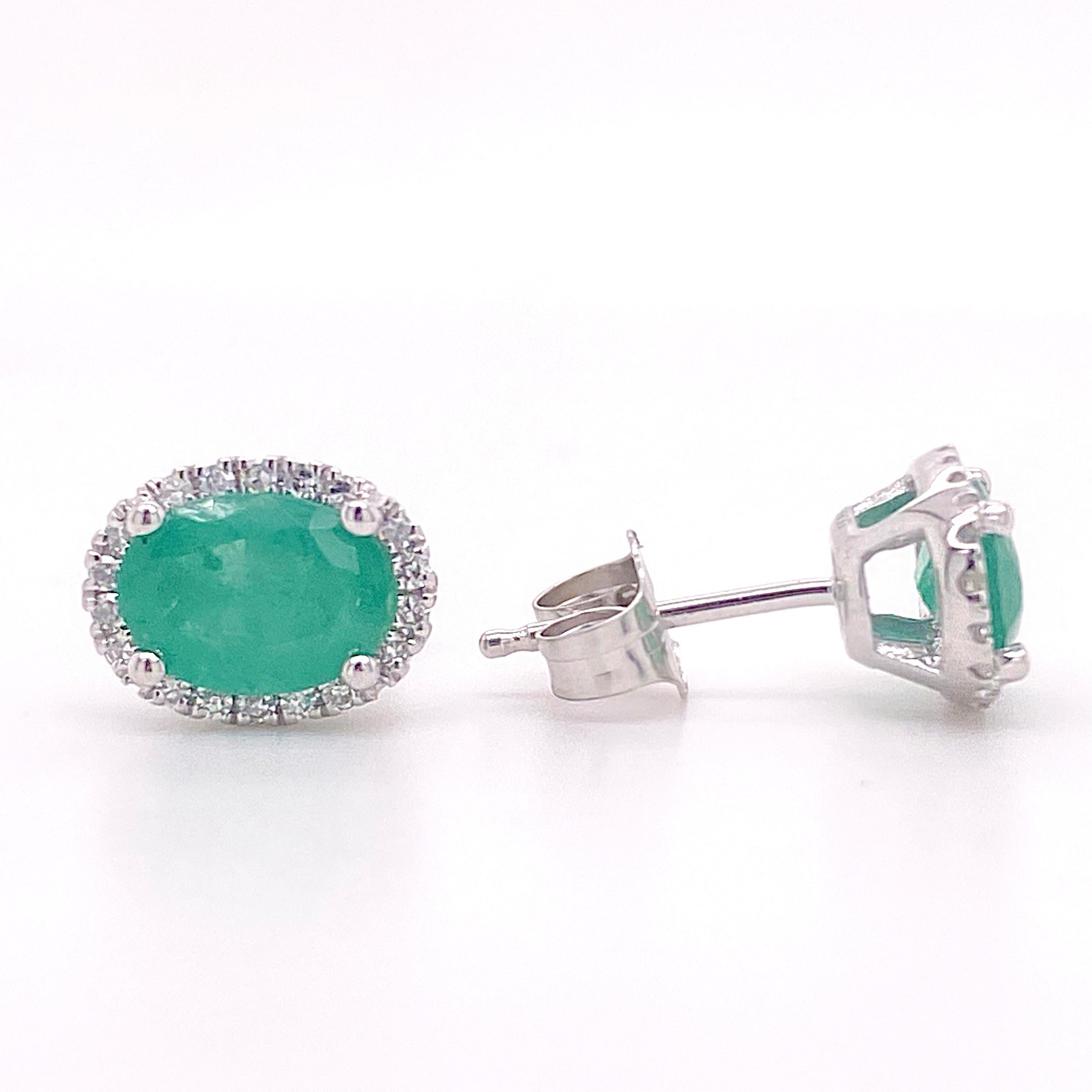 These emerald earrings are the perfect stud style for anyone! Emeralds are known for their “harden” which is the garden growing within the emerald. If you see an emerald that is perfectly clear, it is usually synthetic or lab grown and created. 