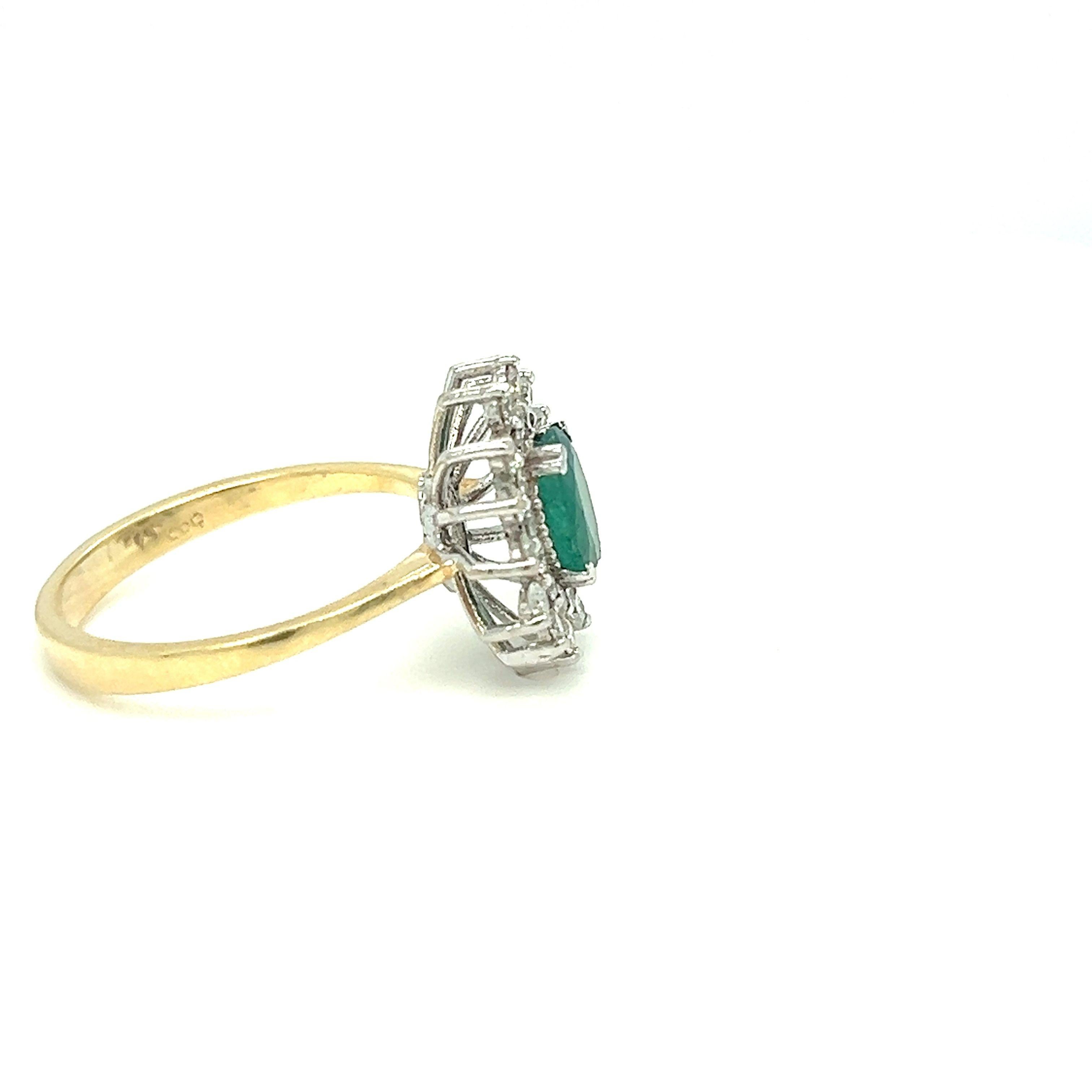 Oval Emerald in Double Halo Diamond Ring 14k Gold For Sale 4