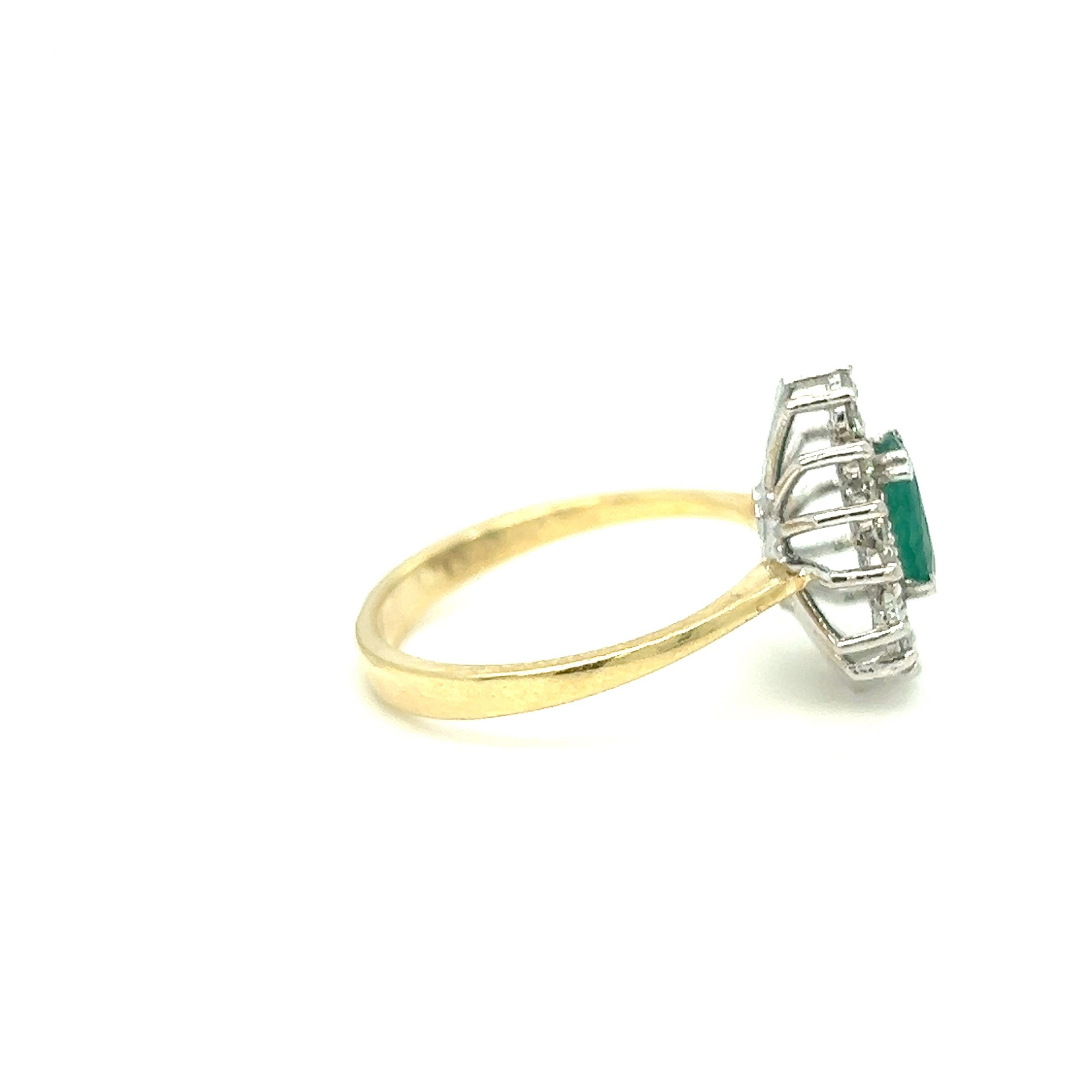 Oval Emerald in Double Halo Diamond Ring 14k Gold For Sale 1