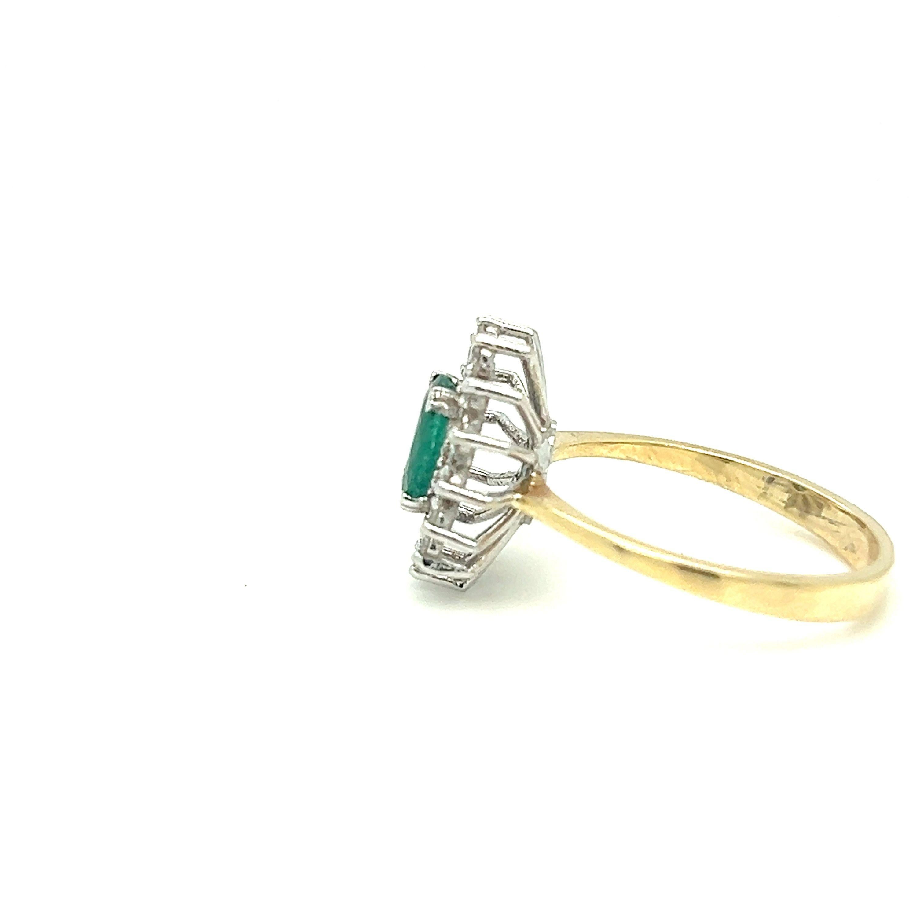 Oval Emerald in Double Halo Diamond Ring 14k Gold For Sale 2