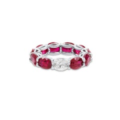 Oval Emerald, Ruby, Sapphire and Diamond Set of 3 Rings in Platinum
