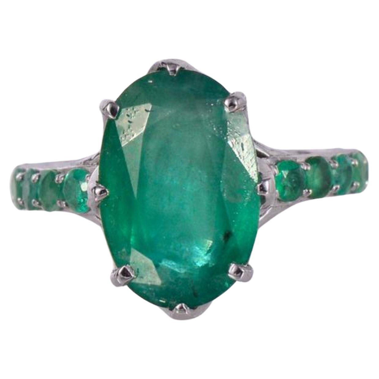 Customizable Full Eternity Emerald Engagement Ring, Oval Emerald