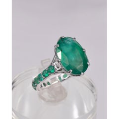 Certified 4.35 CT Emerald Antique Full Eternity Emerald Accents Bridal Band Ring