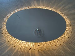 Specchio ovale in vetro Emil Stejnar e metallo laccato bianco, Austria