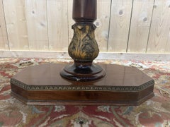 Oval Empire-Style Pedestal Table in Walnut and Marble, 20th Century