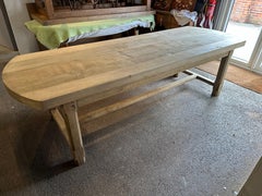 Oval Ended Pale Bleached Oak Refectory Dining Table