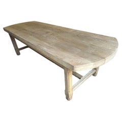 Antique Oval Ended Pale Bleached Oak Refectory Dining Table