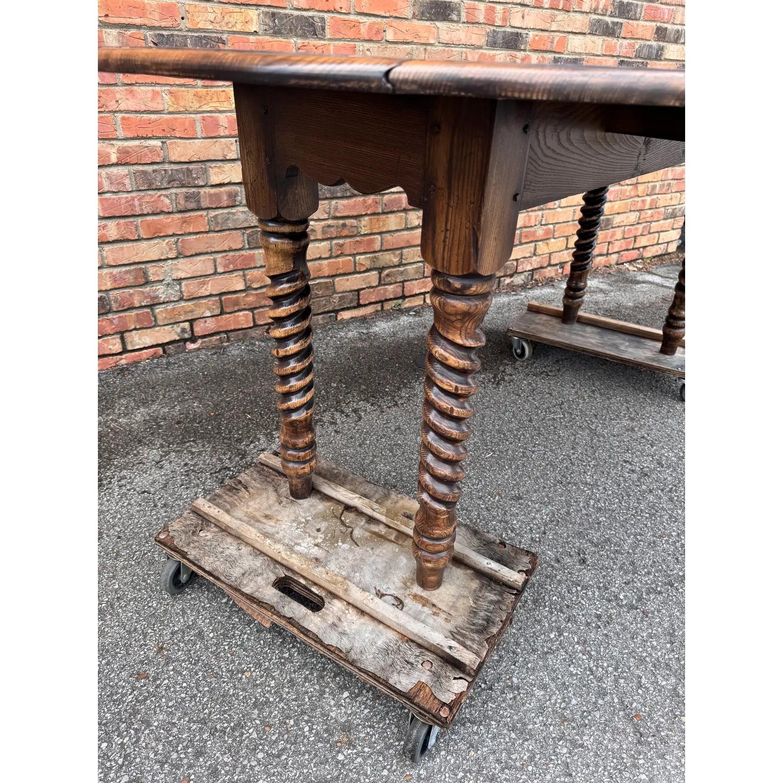 This is a beautiful custom-made dining table from England! The wood has lovely natural detail and is a gorgeous warm tone. Very simple, yet elegant design with round top and pedestal base. This table would make an excellent addition to your dining