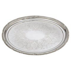Oval Engraved Silver Plated Tray