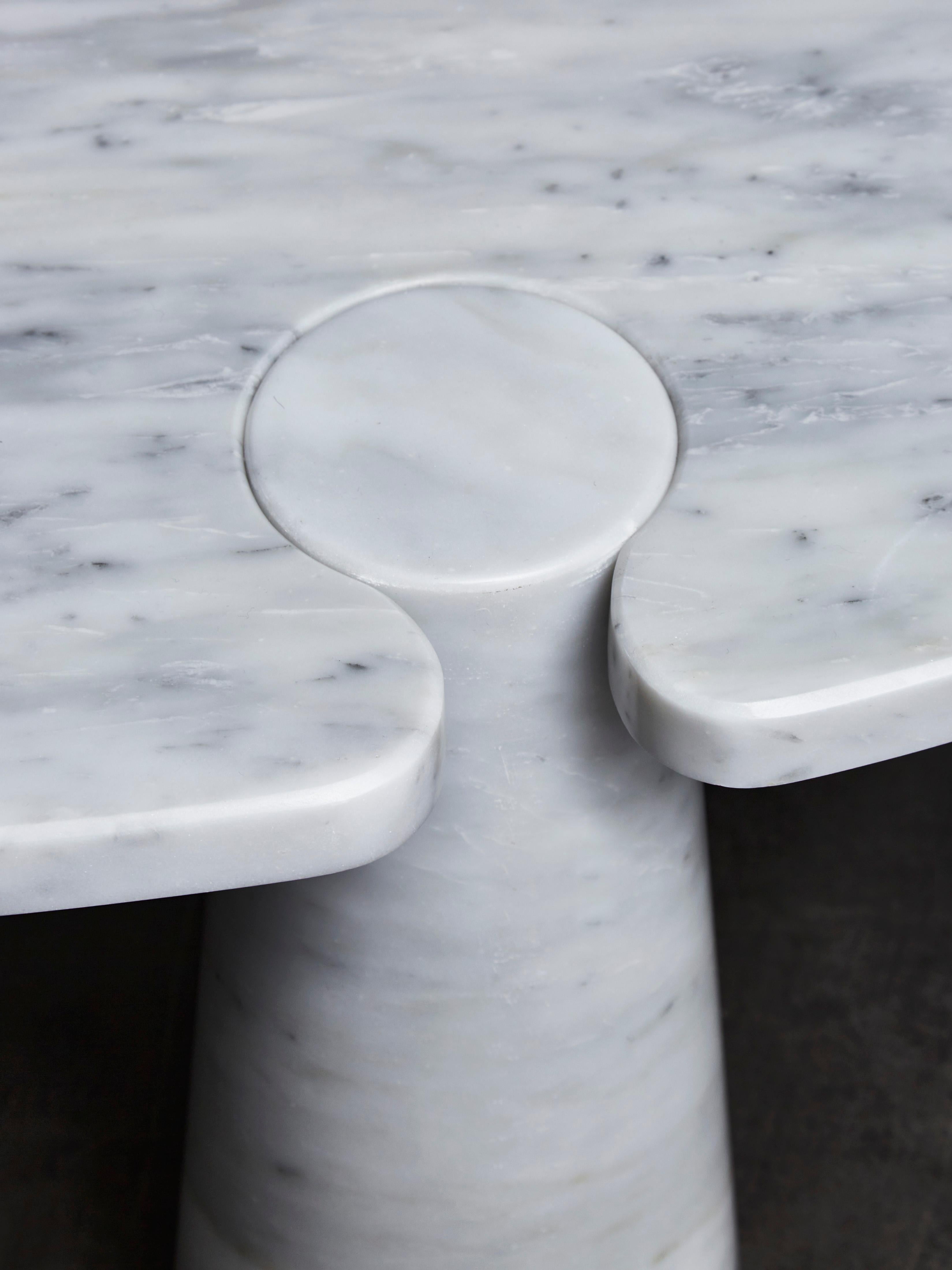 Mid-Century Modern Oval Eros Angelo Mangiarotti Carrara Marble Coffee Table