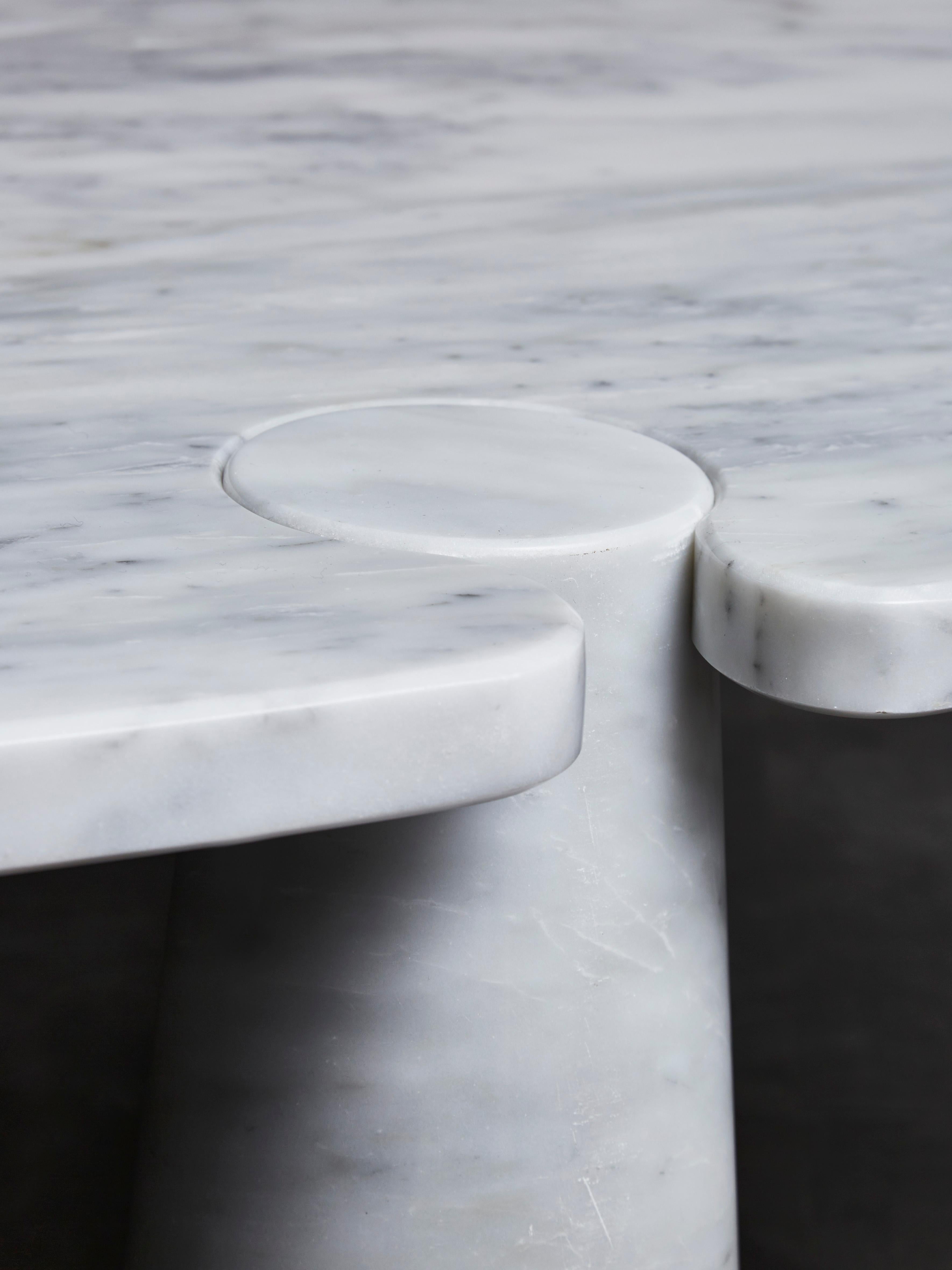 Italian Oval Eros Angelo Mangiarotti Carrara Marble Coffee Table
