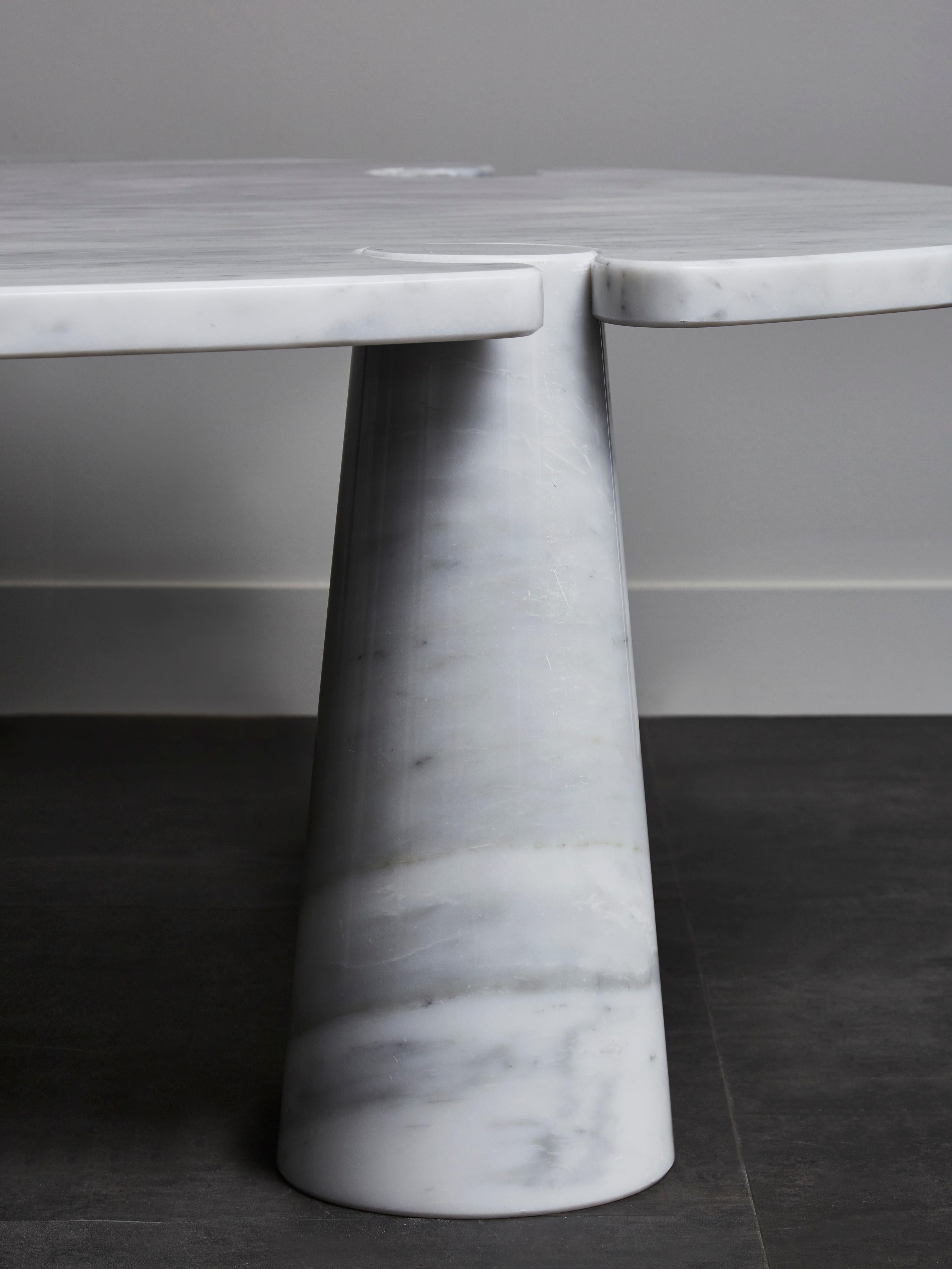 Oval Eros Angelo Mangiarotti Carrara Marble Coffee Table In Excellent Condition In Saint-Ouen, IDF