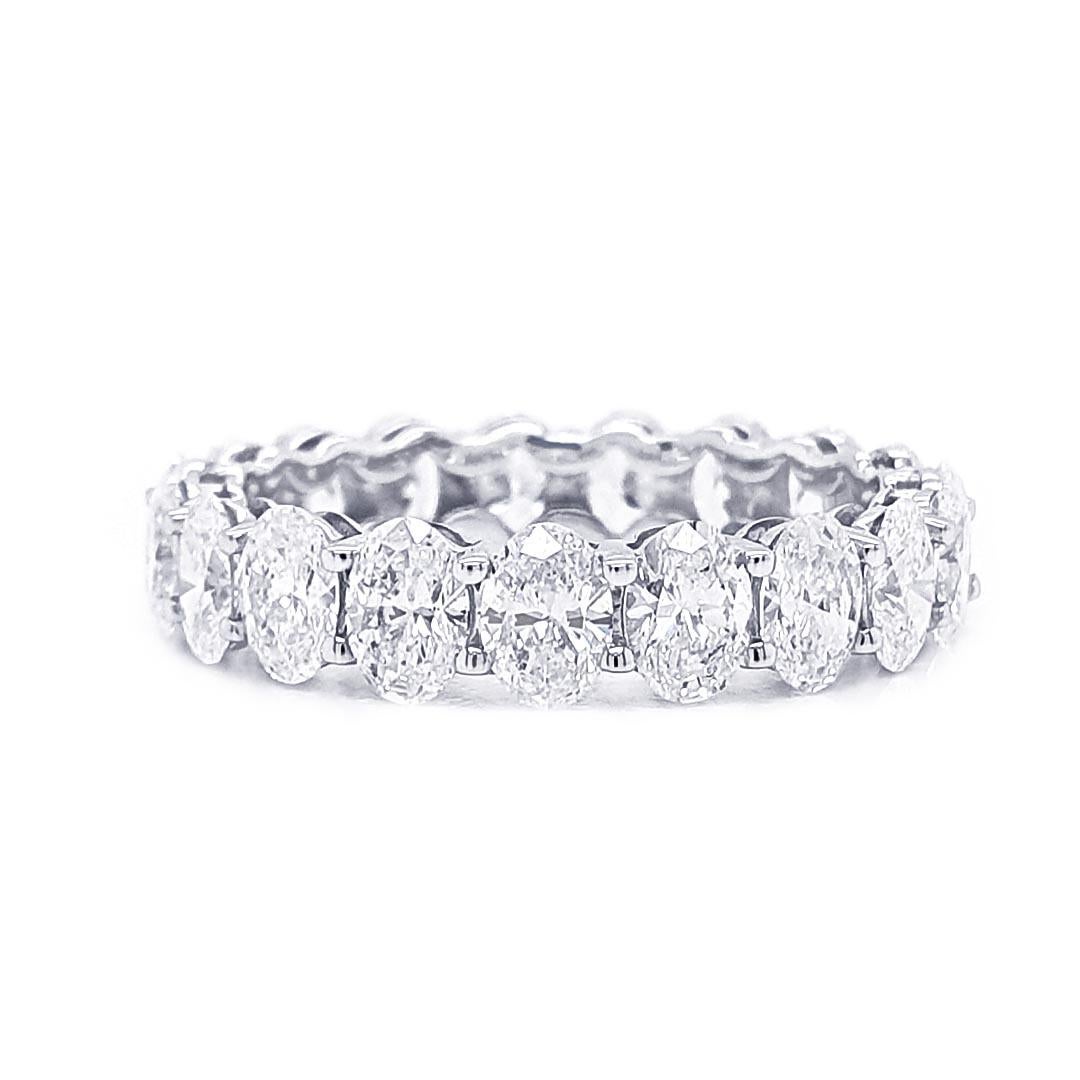 Oval Cut 3.50 Carat Oval Eternity Band 18K Gold For Sale