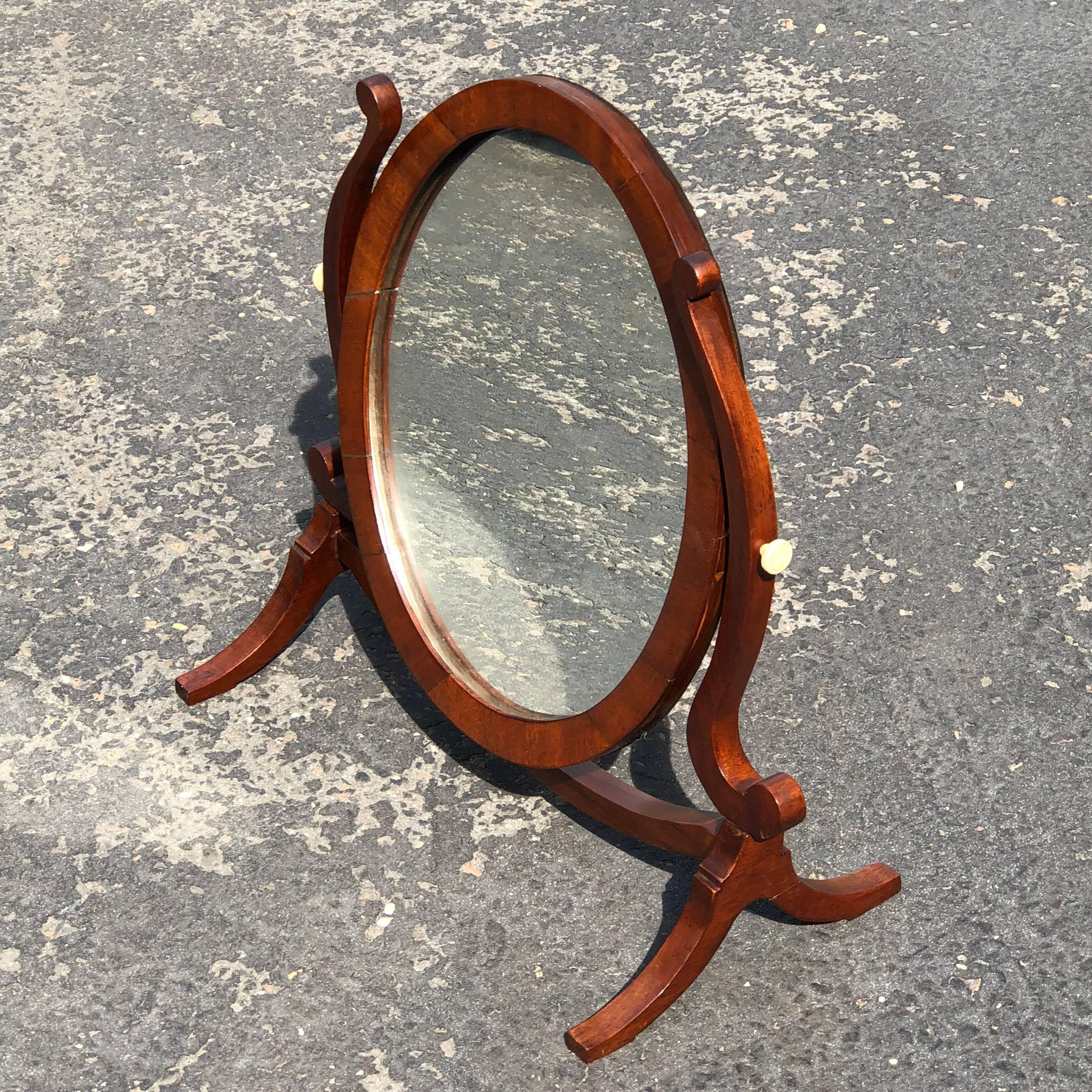 Oval Mahogany Swing Vanity Or Shaving Mirror, England, Circa 1880 2