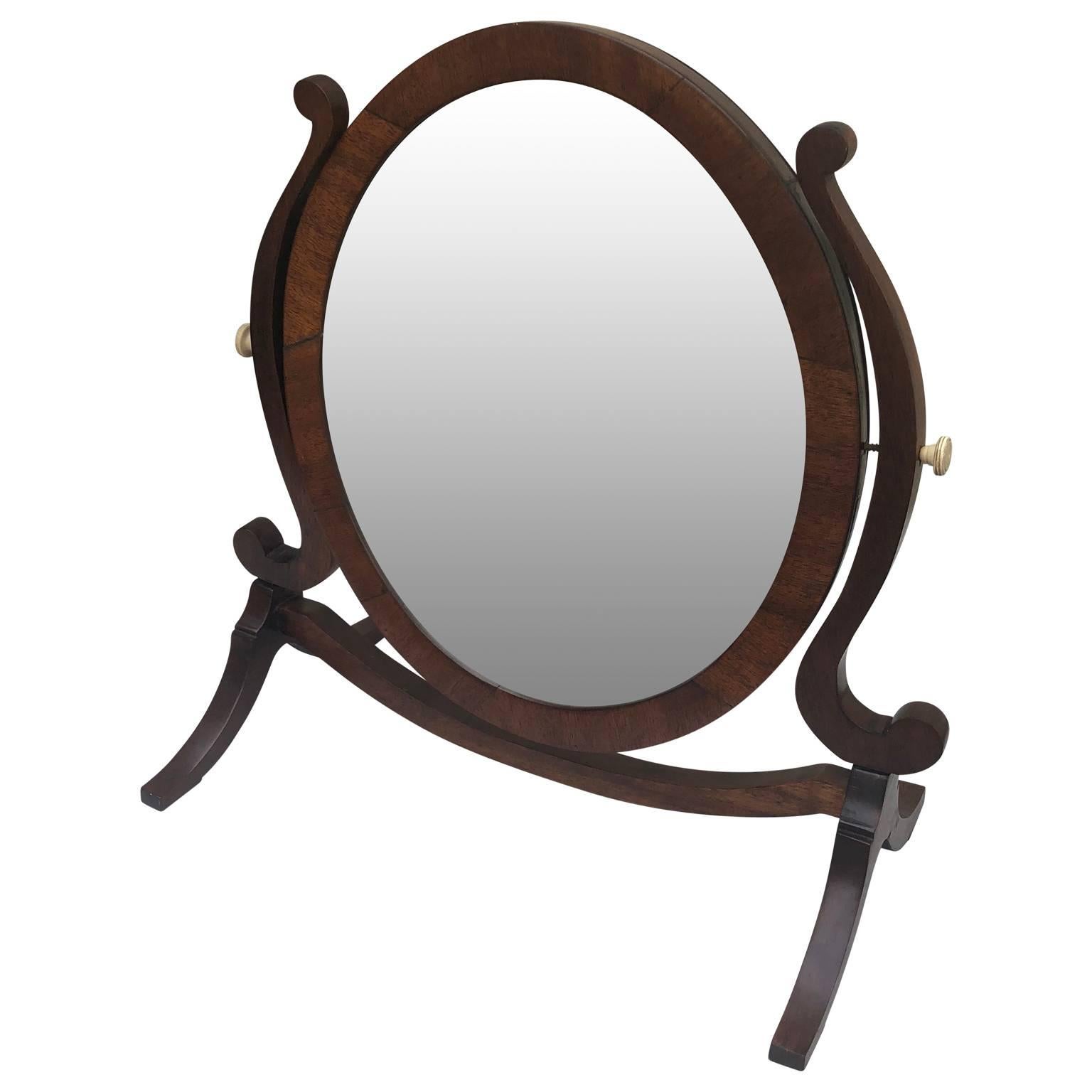 Oval Mahogany Swing Vanity Or Shaving Mirror, England, Circa 1880 In Good Condition In Haddonfield, NJ