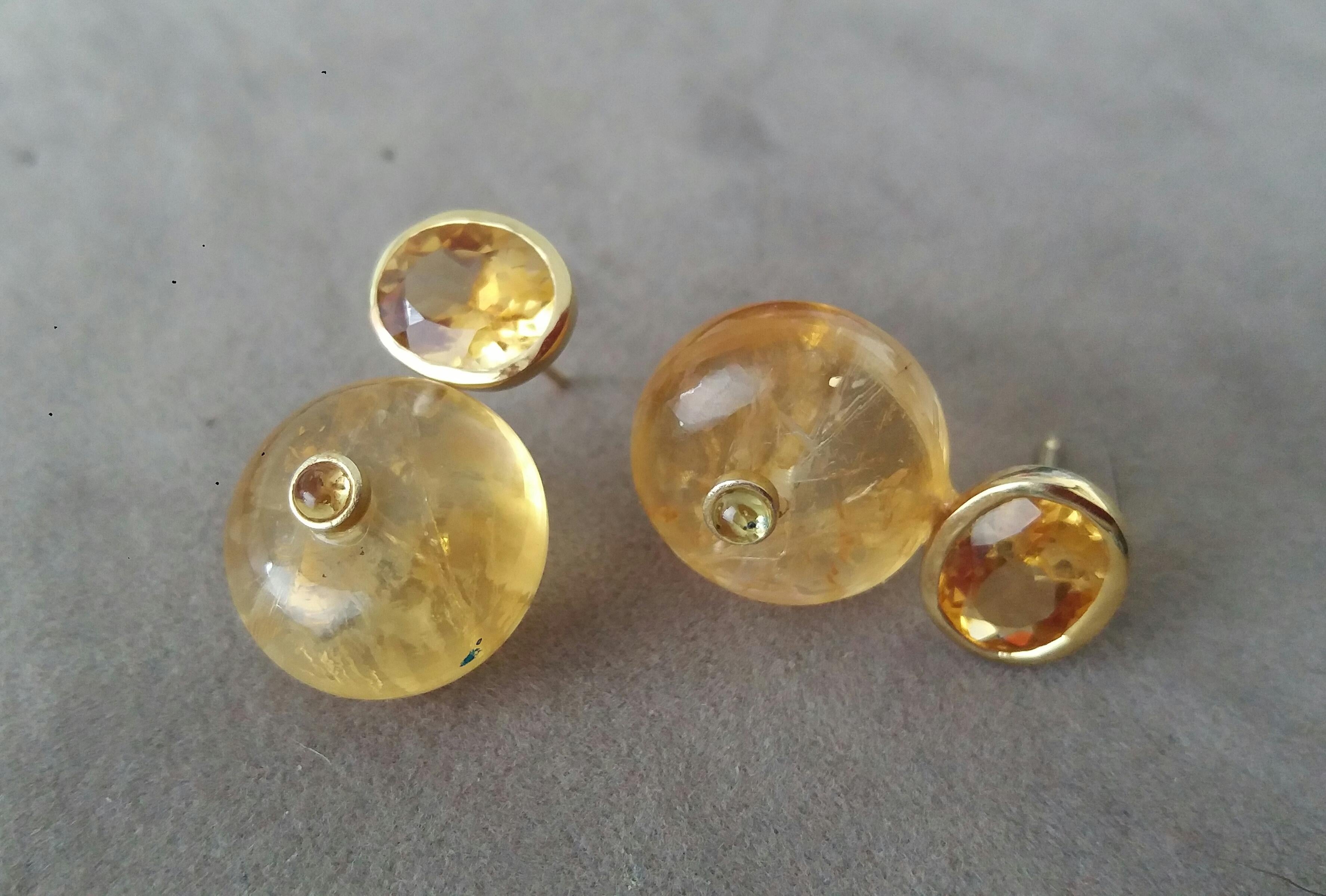 Clous d'oreilles en or 14 carats avec citrine ovale facettée et saphir jaune en forme de roue Pour femmes en vente