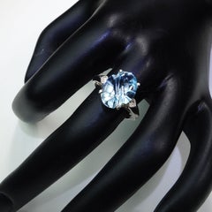 Oval Fantasy Cut Blue Topaz Set in Sterling Silver Ring