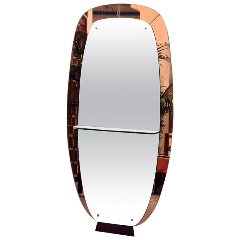 Oval Floor Mirror Produced by Crystal Art, 1950s at 1stDibs
